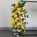 Haze Blue Event Wedding Background Silk Flower Row Walk Through High Quality Flower Door Artificial Flower Decoration