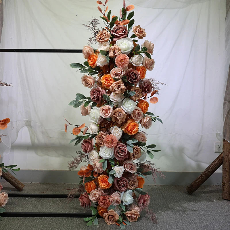 Haze Blue Event Wedding Background Silk Flower Row Walk Through High Quality Flower Door Artificial Flower Decoration
