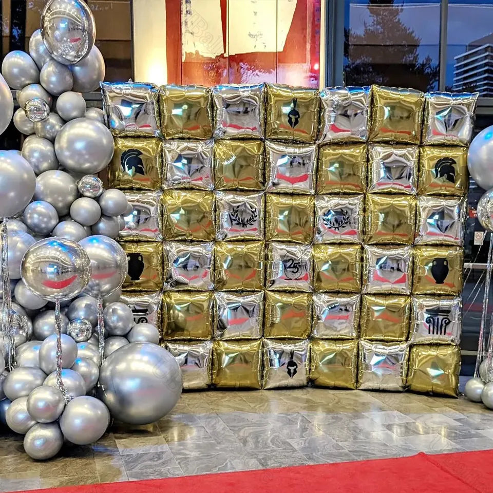 25/100Pcs Silver Sequin Foil Balloons Metal Silver Gold Square Balloons for Birthday Christmas Anniversary Party Backdrop Decor