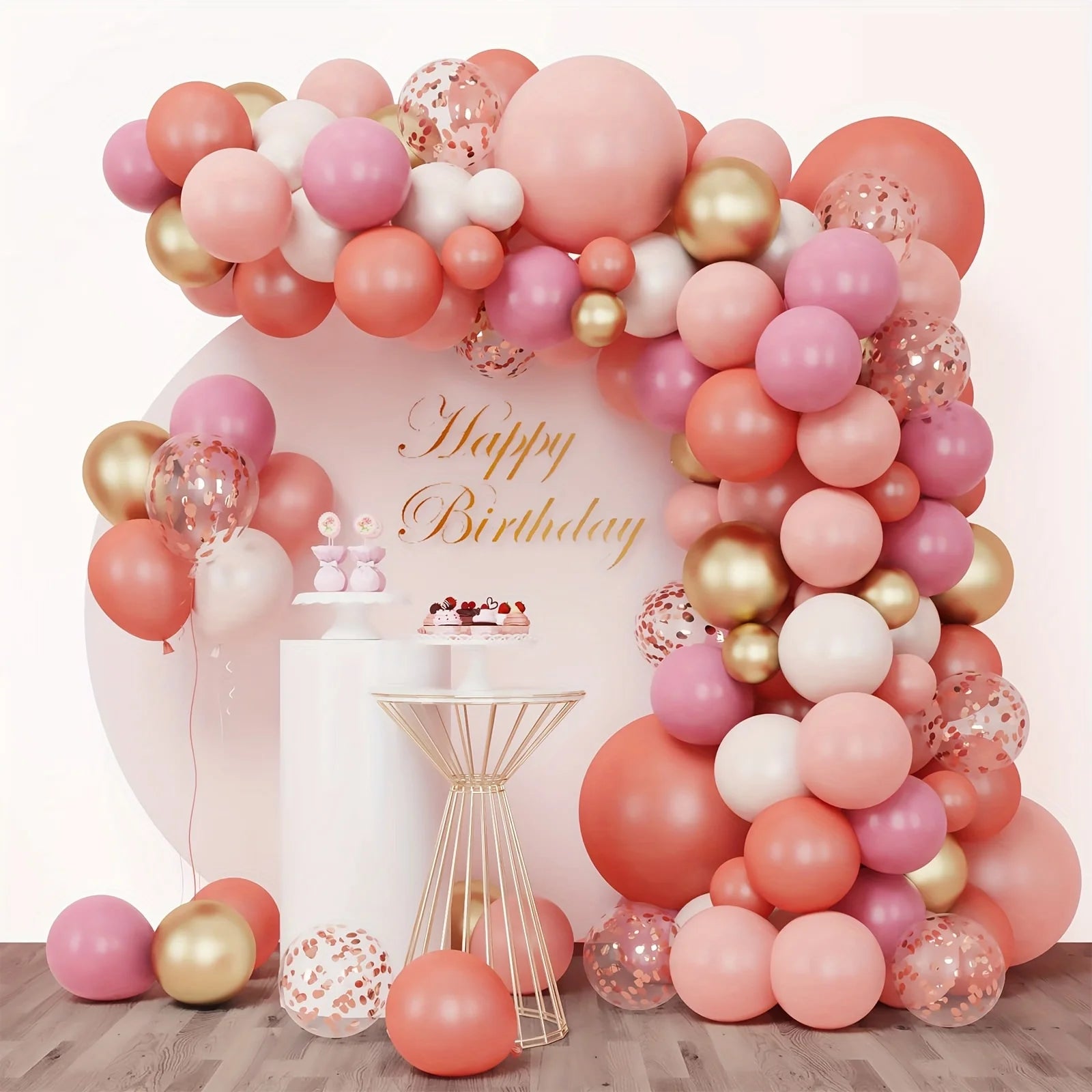 157 Sets Rose Gold Balloon Arches Pastel Pink Metallic Gold Sequined Balloons for Valentine's Day Wedding Bridal Party Birthday Decoration