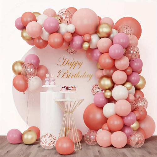 157 Sets Rose Gold Balloon Arches Pastel Pink Metallic Gold Sequined Balloons for Valentine's Day Wedding Bridal Party Birthday Decoration