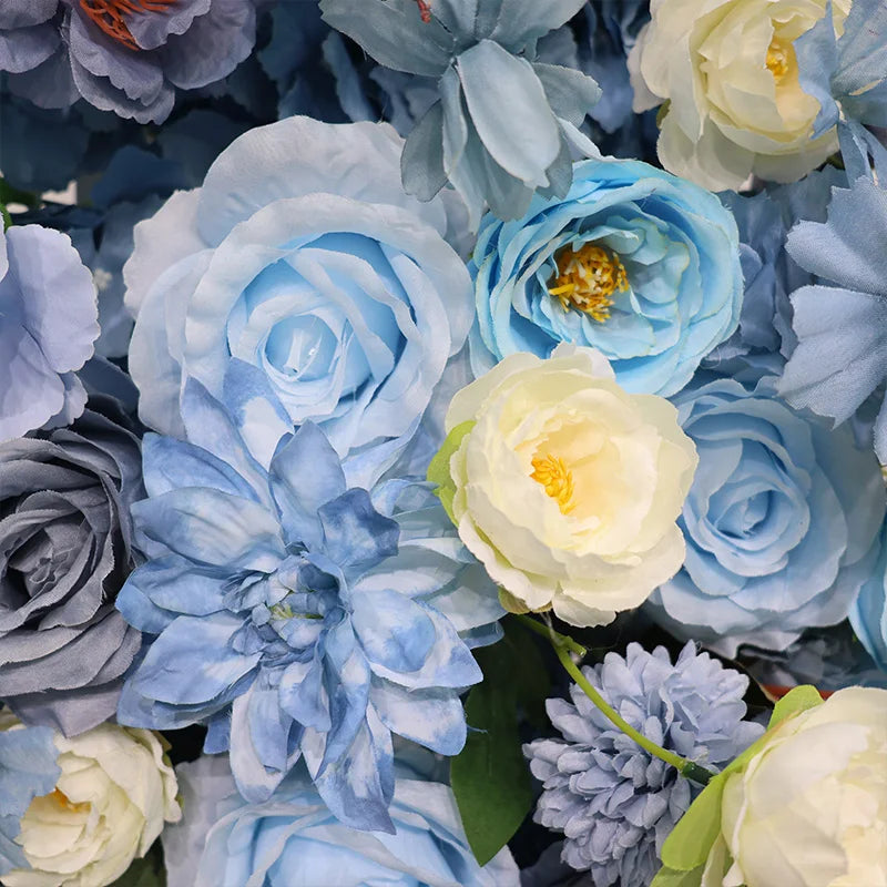 Haze Blue Event Wedding Background Silk Flower Row Walk Through High Quality Flower Door Artificial Flower Decoration