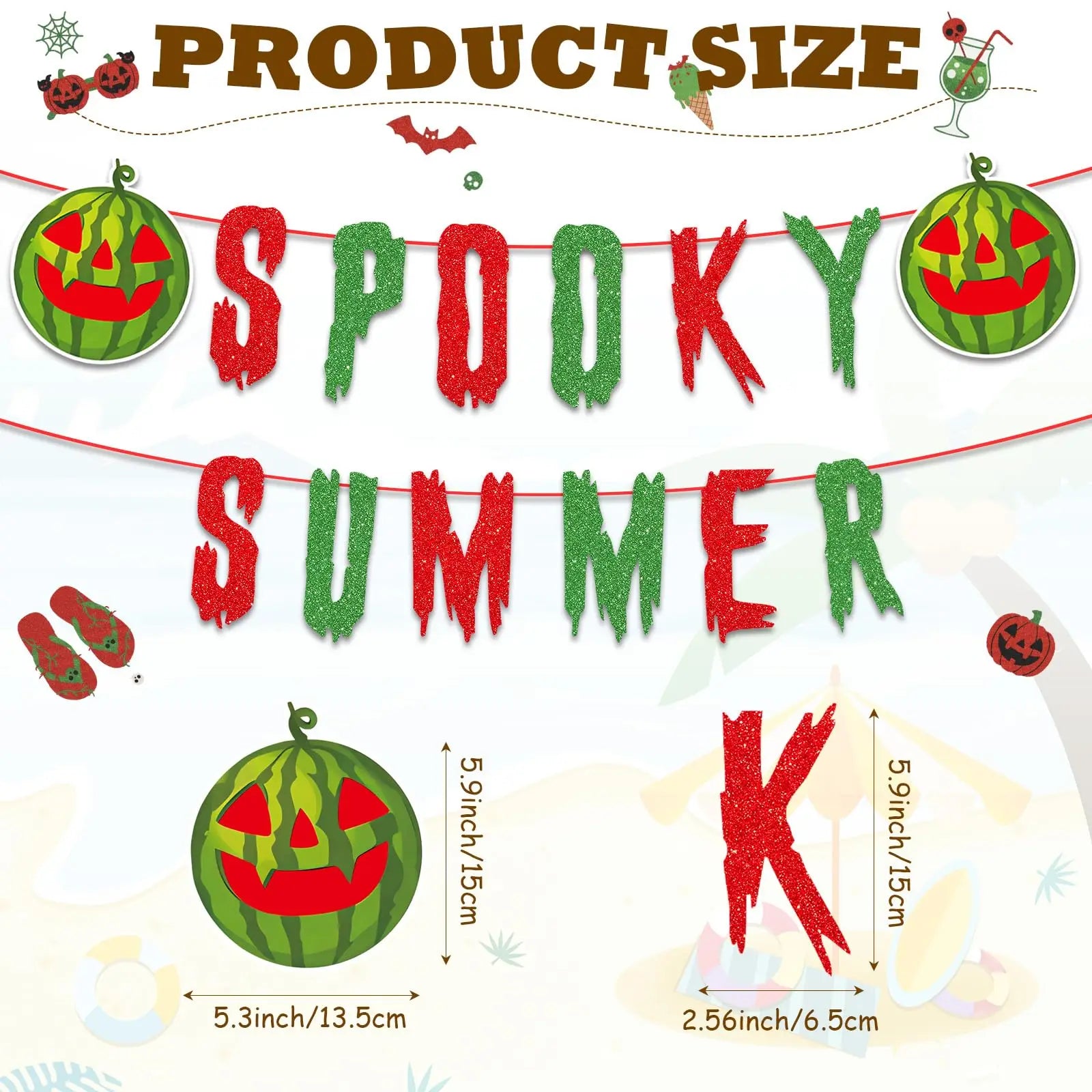 Pre Strong Hot Ghoul Summer Banner Glitter Summerween Hawaii Pool Party Banner, Funny Spooky Summers  Halloween Decorations