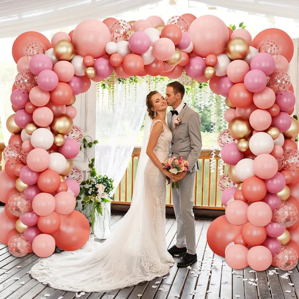 157 Sets Rose Gold Balloon Arches Pastel Pink Metallic Gold Sequined Balloons for Valentine's Day Wedding Bridal Party Birthday Decoration