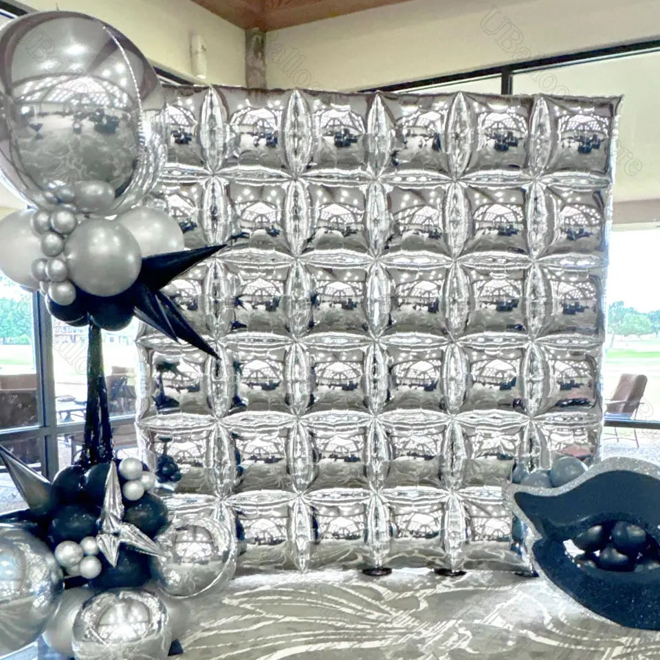 25/100Pcs Silver Sequin Foil Balloons Metal Silver Gold Square Balloons for Birthday Christmas Anniversary Party Backdrop Decor