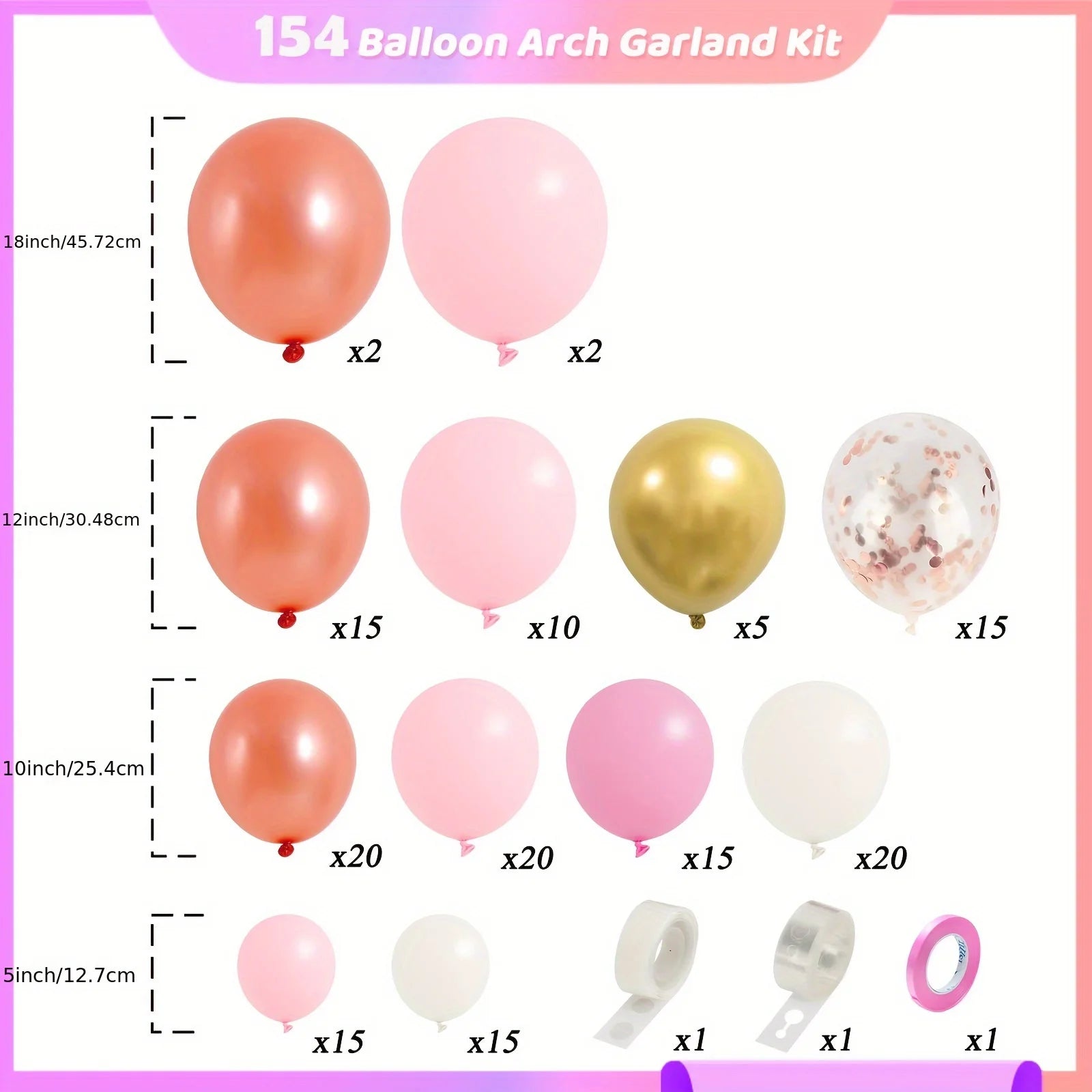 157 Sets Rose Gold Balloon Arches Pastel Pink Metallic Gold Sequined Balloons for Valentine's Day Wedding Bridal Party Birthday Decoration