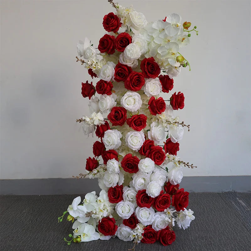 Haze Blue Event Wedding Background Silk Flower Row Walk Through High Quality Flower Door Artificial Flower Decoration