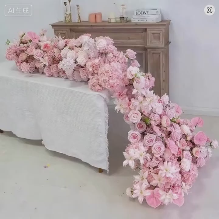 Wedding Backdrop Decor Couch Around Floor Floral Table Runner Centerpiece Flower Row Event Prop Window Display Artificial Flower